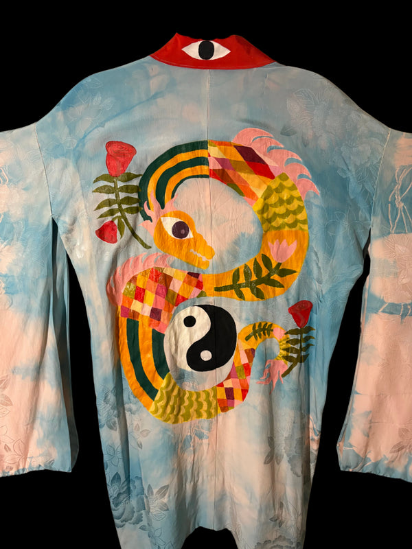 "Dragon in Bloom" - by Ally Ham - Kimono Zulu Reimagined Vintage Kimono Artist Collaboration
